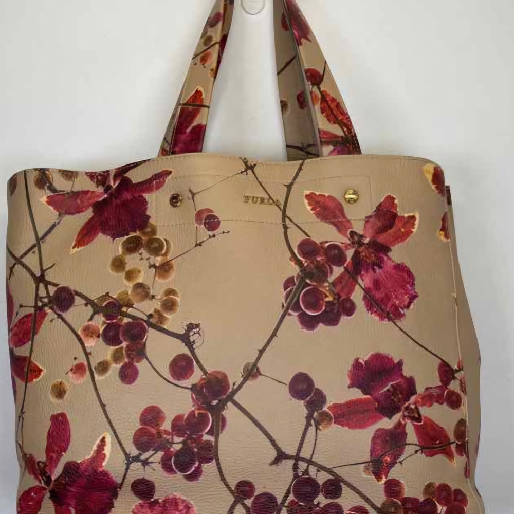 Furla Floral Tote Bag - Cream and Red